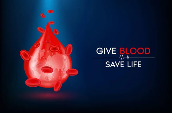 Światowy Dzień Dawcy Krwi Daj Krwi Uratować Życie Kropla Krwi — Wektor stockowy