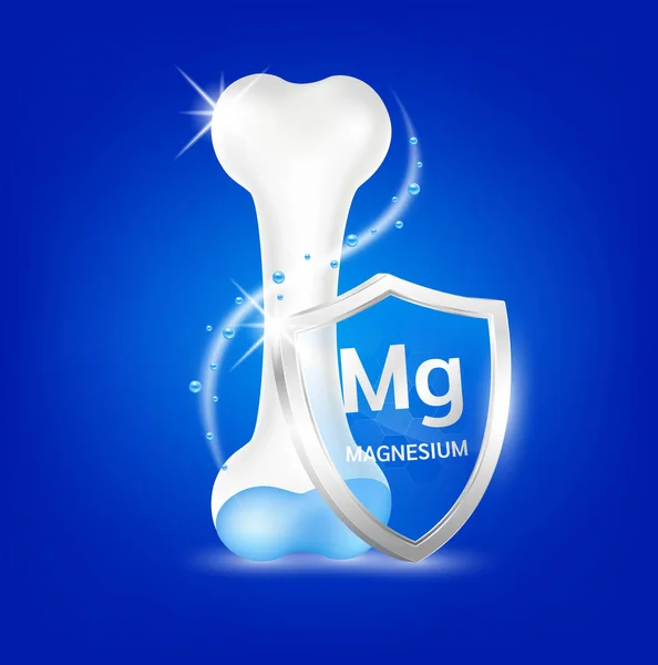 シールドアルミニウムマグネシウム透明と骨人間の健康 食品ビタミンミネラルロゴ製品テンプレートデザイン 医療食品サプリメントの概念 3Dリアルなベクトル Eps10 — ストックベクタ