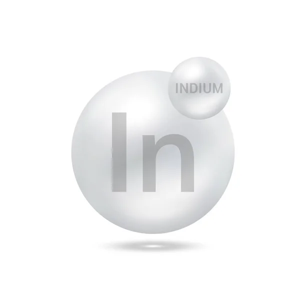 Molekula Indium Modeluje Stříbro Ekologie Biochemie Koncepce Izolované Koule Bílém — Stockový vektor