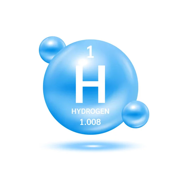 水素分子モデルは青と化学式の科学的要素 天然ガスだ 生態学と生化学の概念 白い背景に孤立した球体 3Dベクトルイラスト — ストックベクタ