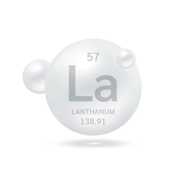 Molecola Lantanio Modelli Argento Formule Chimiche Elemento Scientifico Gas Naturale — Vettoriale Stock