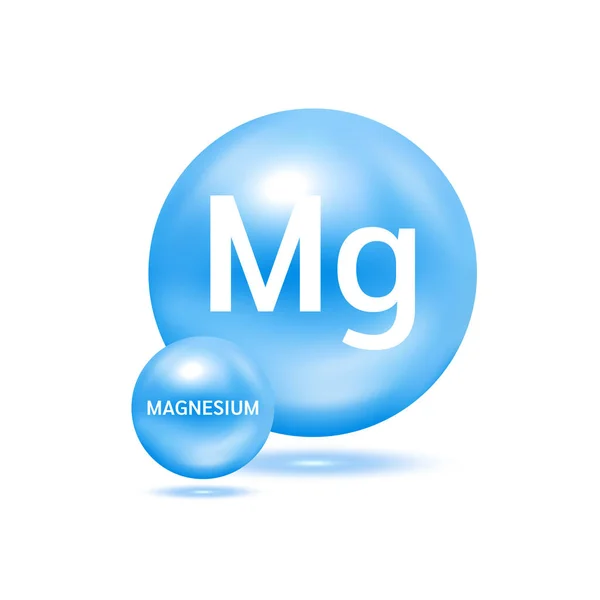 Magnezyum molekül modelleri mavi. Ekoloji ve biyokimya kavramı. Beyaz arka planda izole küreler. 3B Vektör İllüstrasyonu.