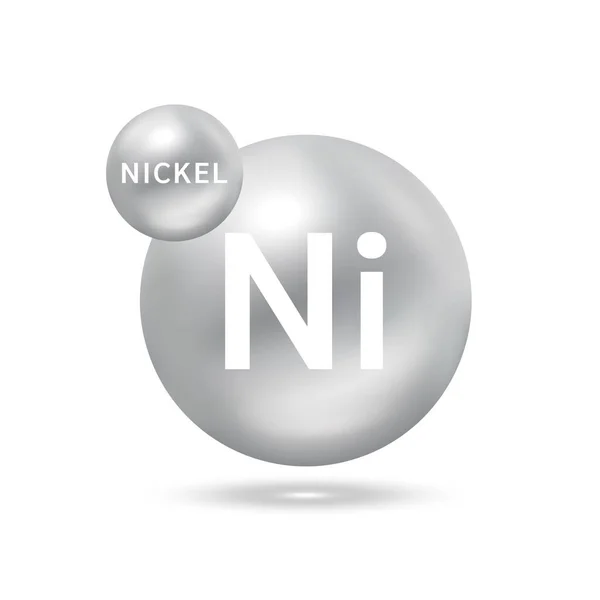 Molécule Nickel Modèle Argent Concept Écologie Biochimie Sphères Isolées Sur — Image vectorielle