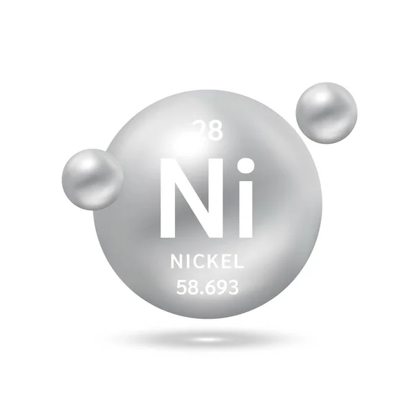 Nickel Molecule Models Silver Chemical Formulas Scientific Element Ecology Biochemistry — Stock Vector