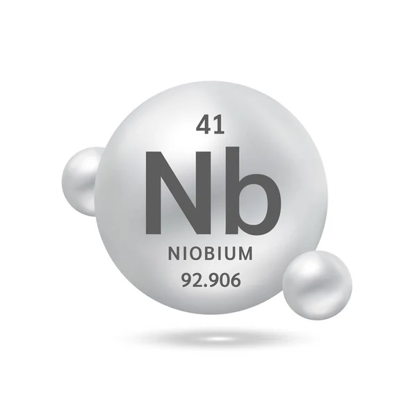 Molécula Niobio Modela Elemento Científico Las Fórmulas Plata Químicas Gas — Archivo Imágenes Vectoriales