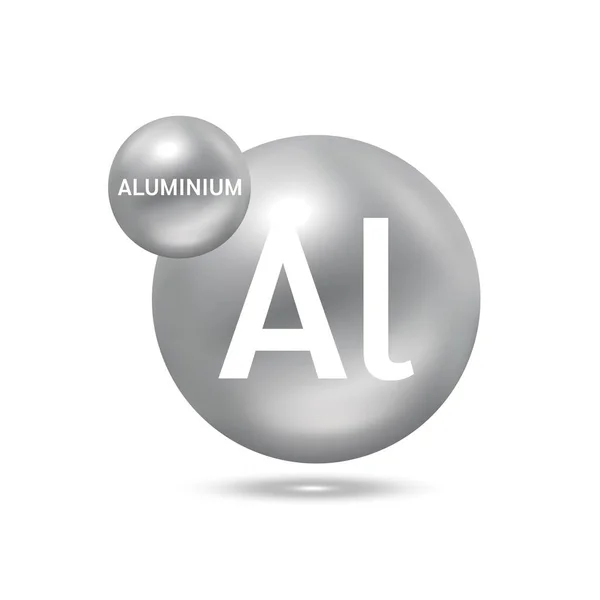 Molécule Aluminium Modèle Argent Concept Écologie Biochimie Sphères Isolées Sur — Image vectorielle