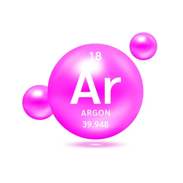 Argon Molecule Models Purple Chemical Formulas Scientific Element Ecología Bioquímica — Archivo Imágenes Vectoriales