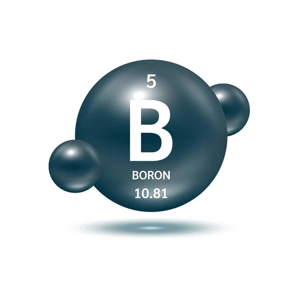 Molécula Boro Modelos Plata Negra Fórmulas Químicas Elemento Científico Ecología — Archivo Imágenes Vectoriales