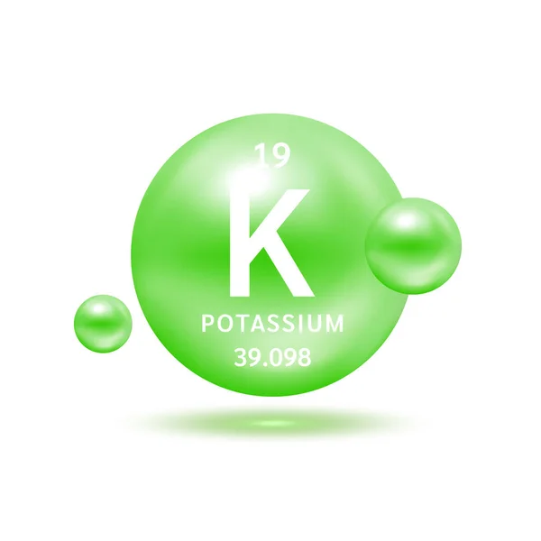 Molécula Potássio Modela Elemento Científico Das Fórmulas Verdes Químicas Conceito —  Vetores de Stock