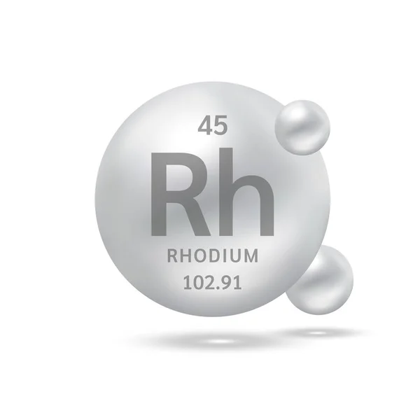 Rhodium Molekuła Modeluje Srebro Chemiczne Formuły Naukowy Element Koncepcja Ekologii — Wektor stockowy