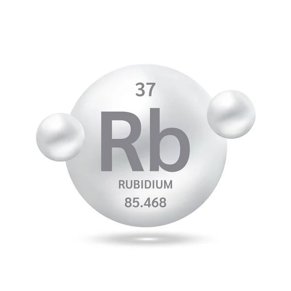 Molécula Rubidio Modelos Plata Fórmulas Químicas Elemento Científico Ecología Bioquímica — Vector de stock