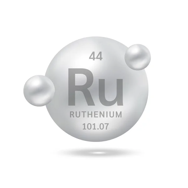 Molécula Rutênio Modela Elemento Científico Prata Das Fórmulas Químicas Conceito — Vetor de Stock