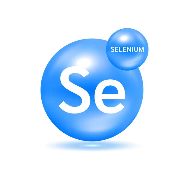 Selenium Molecule Models Blue Ecology Biochemistry Concept Isolated Spheres White — Stock Vector