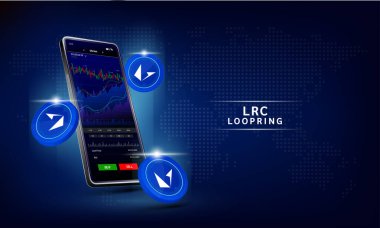 Litecoin madeni para ve telefon. Dokunmatik ekranda akıllı telefondan şifreli para ticareti uygulaması. Veri analizi borsası. Eğilimler ve finansal stratejiler. Mobil bankacılık kriptosu. Vektör 3d. 