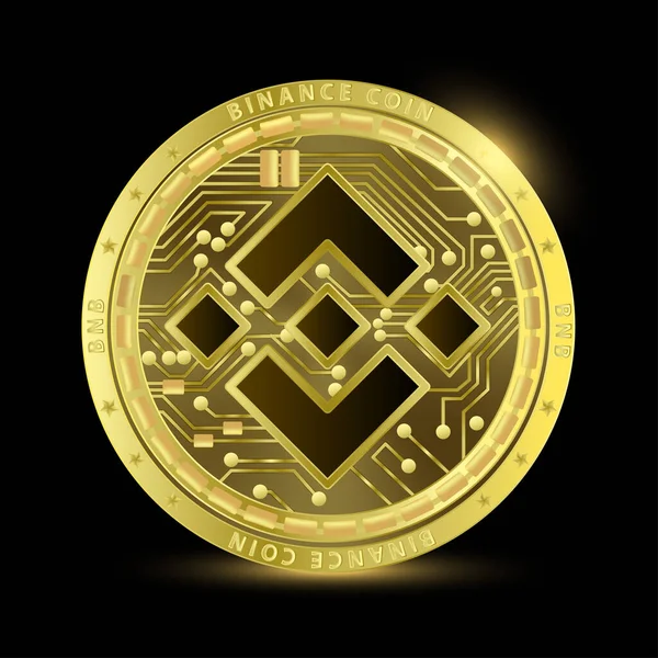 Kryptowährung Goldmünze Binance Kryptowährung Vereinzelt Auf Schwarzem Hintergrund Das Finanzgeschäft — Stockvektor