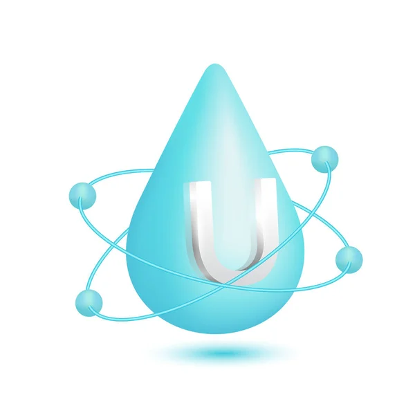 Vitamin Symbol Atomradius Der Wassertropfen Herum Zirkuliert Blau Isoliert Auf — Stockvektor