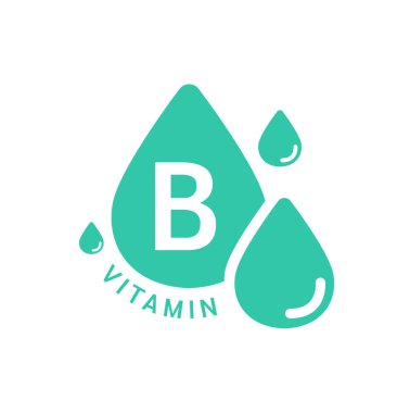 B vitamini simgesi basit su damlası şeklinde yeşil. Beyaz arka planda izole edilmiş. Web uygulama mobil ve yazdırma ortamında kullanılacak tasarım. Tıbbi sembol konsepti. Vektör EPS10 illüstrasyonu.
