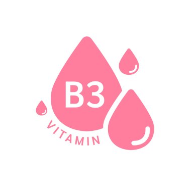 B3 vitamini simgesi pembe basit bir çizgi halinde su damlası şeklinde. Beyaz arka planda izole edilmiş. Web uygulama mobil ve yazdırma ortamında kullanılacak tasarım. Tıbbi sembol konsepti. Vektör EPS10 illüstrasyonu.