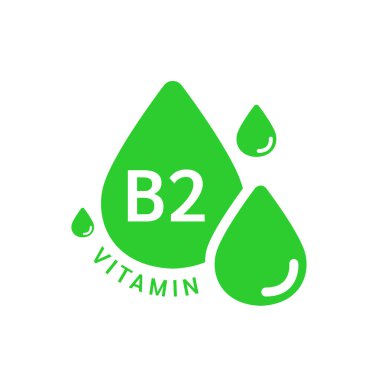 B2 vitamini simgesi basit su damlası şeklinde yeşil. Beyaz arka planda izole edilmiş. Web uygulama mobil ve yazdırma ortamında kullanılacak tasarım. Tıbbi sembol konsepti. Vektör EPS10 illüstrasyonu.