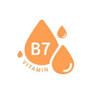 B7 vitamini portakalı basit su damlası şeklinde. Beyaz arka planda izole edilmiş. Web uygulama mobil ve yazdırma ortamında kullanılacak tasarım. Tıbbi sembol konsepti. Vektör EPS10 illüstrasyonu.