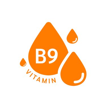 B9 vitamini portakalı basit bir çizgi halinde su damlası şeklinde. Beyaz arka planda izole edilmiş. Web uygulama mobil ve yazdırma ortamında kullanılacak tasarım. Tıbbi sembol konsepti. Vektör EPS10 illüstrasyonu.
