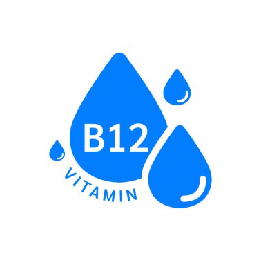 B12 vitamini ikonu mavi basit bir çizgi halinde su damlası şeklinde. Beyaz arka planda izole edilmiş. Web uygulama mobil ve yazdırma ortamında kullanılacak tasarım. Tıbbi sembol konsepti. Vektör EPS10 illüstrasyonu.
