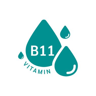B11 vitamini simgesi basit su damlası şeklinde yeşil. Beyaz arka planda izole edilmiş. Web uygulama mobil ve yazdırma ortamında kullanılacak tasarım. Tıbbi sembol konsepti. Vektör EPS10 illüstrasyonu.