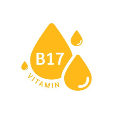 B17 vitamini portakalı basit su damlası şeklinde. Beyaz arka planda izole edilmiş. Web uygulama mobil ve yazdırma ortamında kullanılacak tasarım. Tıbbi sembol konsepti. Vektör EPS10 illüstrasyonu.