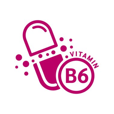 B6 vitamini simgesi mor kapsül şeklinde basit bir çizgi halinde. Beyaz bir arka planda izole edilmiş. Tıbbi sembol konsepti. Web uygulama mobil ve yazdırma ortamında kullanılacak tasarım. Vektör EPS10 illüstrasyonu.