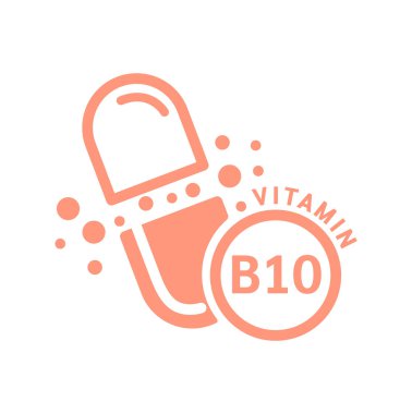 Kapsül şeklinde basit bir çizgi halinde B10 vitamini ikon kremi. Beyaz bir arka planda izole edilmiş. Tıbbi sembol konsepti. Web uygulama mobil ve yazdırma ortamında kullanılacak tasarım. Vektör EPS10 illüstrasyonu.