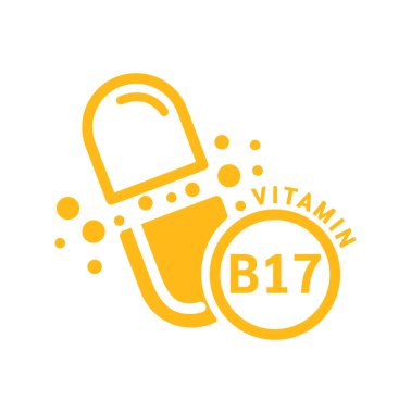 Kapsül şeklinde basit bir çizgi halinde B17 vitamini simgesi. Beyaz bir arka planda izole edilmiş. Tıbbi sembol konsepti. Web uygulama mobil ve yazdırma ortamında kullanılacak tasarım. Vektör EPS10 illüstrasyonu.