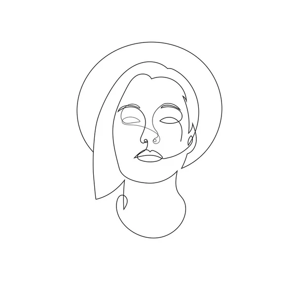 Woman Face Lline Art — Stock Vector