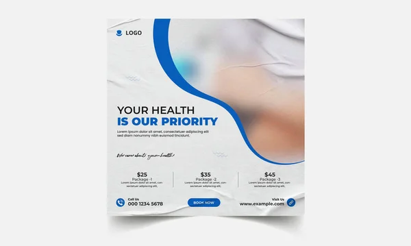 Sağlık hizmetleri sosyal medya paylaşım şablonu. Tıbbi promosyon web pankartı. Bir dizi sağlık merkezi sosyal medya şablonu. Web afişi reklamı. Tıbbi el ilanı sosyal medya şablon tasarımı, düzenlenebilir vektör dosyası