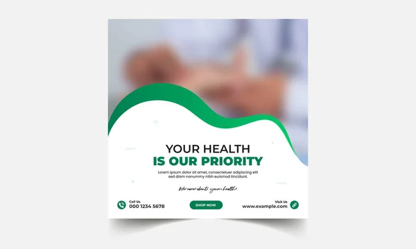 Sağlık hizmetleri sosyal medya paylaşım şablonu. Tıbbi promosyon web pankartı. Bir dizi sağlık merkezi sosyal medya şablonu. Web afişi reklamı. Tıbbi el ilanı sosyal medya şablon tasarımı, düzenlenebilir vektör dosyası