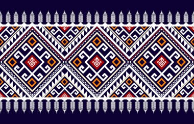 Etnik geometrik Amerikan, batı ve Aztek motif modeli. Kumaş, perde, arka plan, sarong, duvar kağıdı, giysi, ambalaj, fayans, ev dekorasyonu ve iç dekorasyon için kabile desensiz desen tasarımı. Etnik vektör resimleme deseni.