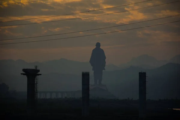 Photograph Statue Unity Sunrise Gujarat State India — Stock Photo, Image