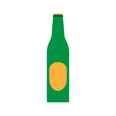 Şişeler cam bira fabrikası. Ana şişeler cam şişelerin üzerinde büyük biralar içeriyor. İllüstrasyon desenli ve özgün bir arka plan. Biralar için aynı tema kapağı aksesuar seti. Bir sürü koyu cam bira.