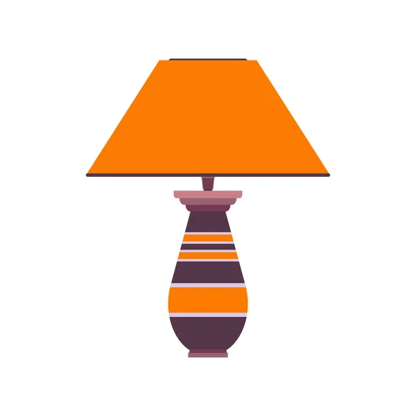 Lamp Geïsoleerd Witte Achtergrond Vlakke Bureau Vector Met Gloeilamp Tafel — Stockvector