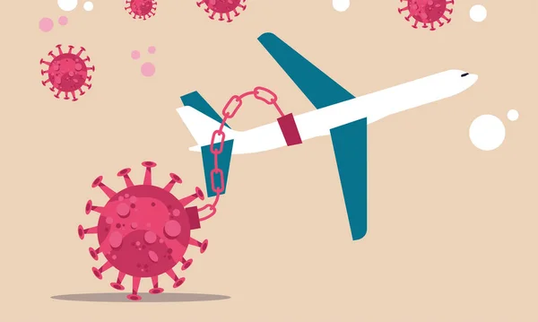 Virüs Sırasında Uçakla Seyahat Etmek Kriz Zamanlarında Için Uçaklar Trenler — Stok Vektör