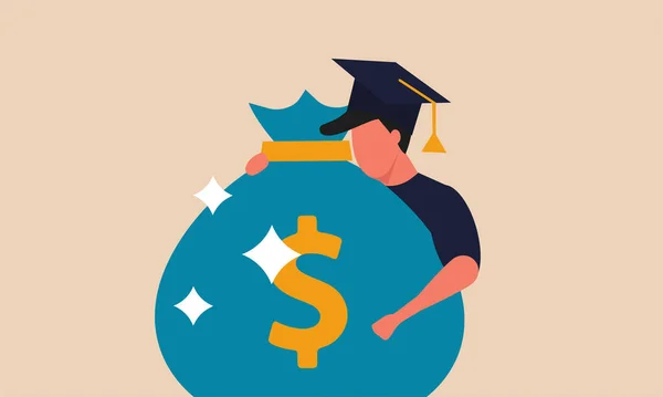 Préstamo Dinero Para Educación Adolescente Graduación Graduación Educativa Inversión Conocimiento — Archivo Imágenes Vectoriales