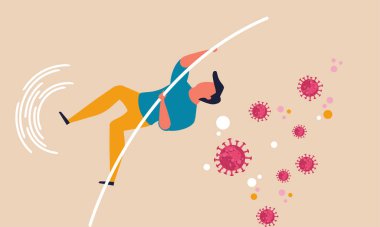 Business economic fall over and loss money. Investment crisis people and coronavirus epidemic vector illustration concept metaphor. Bankrupt businessman for epidemic problem. Worker loss help
