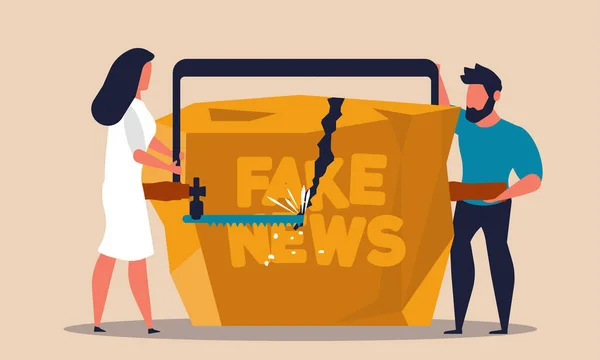 Falska Nyheter Och Desinformation Människor Politisk Propaganda Falsk Information Sociala — Stock vektor