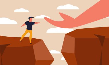 Tanrı iş arkadaşı ve arkadaşlık eli. Asansör yardım yöneticisi ve takım arkadaşı vektör illüstrasyon konsepti veriyor. Kurtarma ortağı ve toplum engeli. İşbirliği arkadaşı ve avuç içi