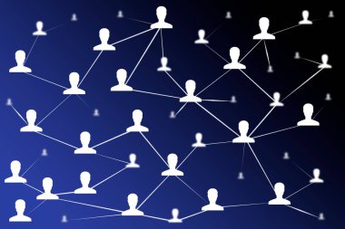 Birbirine bağlı insanların bir çizimi.