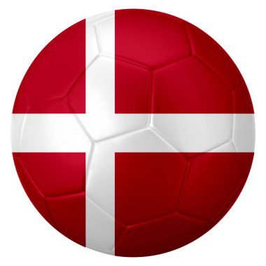 Danimarka bayrağı renginde bir futbol topu ya da futbol topu