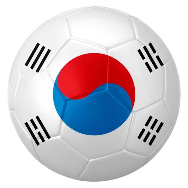 Uma Bola Futebol Nas Cores Bandeira Coreia Sul — Fotografia de Stock