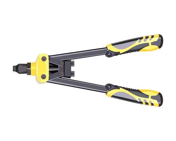 Vector Illustration Heavy Duty Manuel Perçinci El Pop Pot Perçin Silah Sürükleme Aracı beyaz arka planda izole edildi. Marangozluk el aletleri.