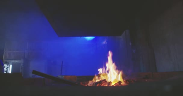 Blacksmith furnace with fire burning. — 비디오