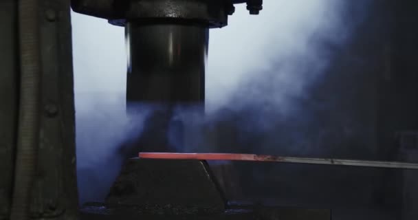 Press working in smithy. — Stock video