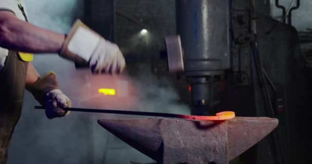 Blacksmith working hard in mastershop. — 비디오